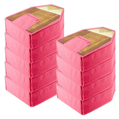 Heart Home Blouse Cover | Clothes Storage Bag | Zipper Wardrobe Organizers | Clothes Organiser with Attached Pocket | Non-Woven Front Transparent Blouse Cover | Pack of 9| Pink