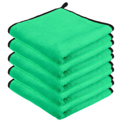 Kuber Industries Cleaning Towel | Reusable Cleaning Cloths for Kitchen | Duster Towel for Home Cleaning | 400 GSM Cleaning Cloth Towel with Hanging Loop | 40x60 | Pack of 5 | Green
