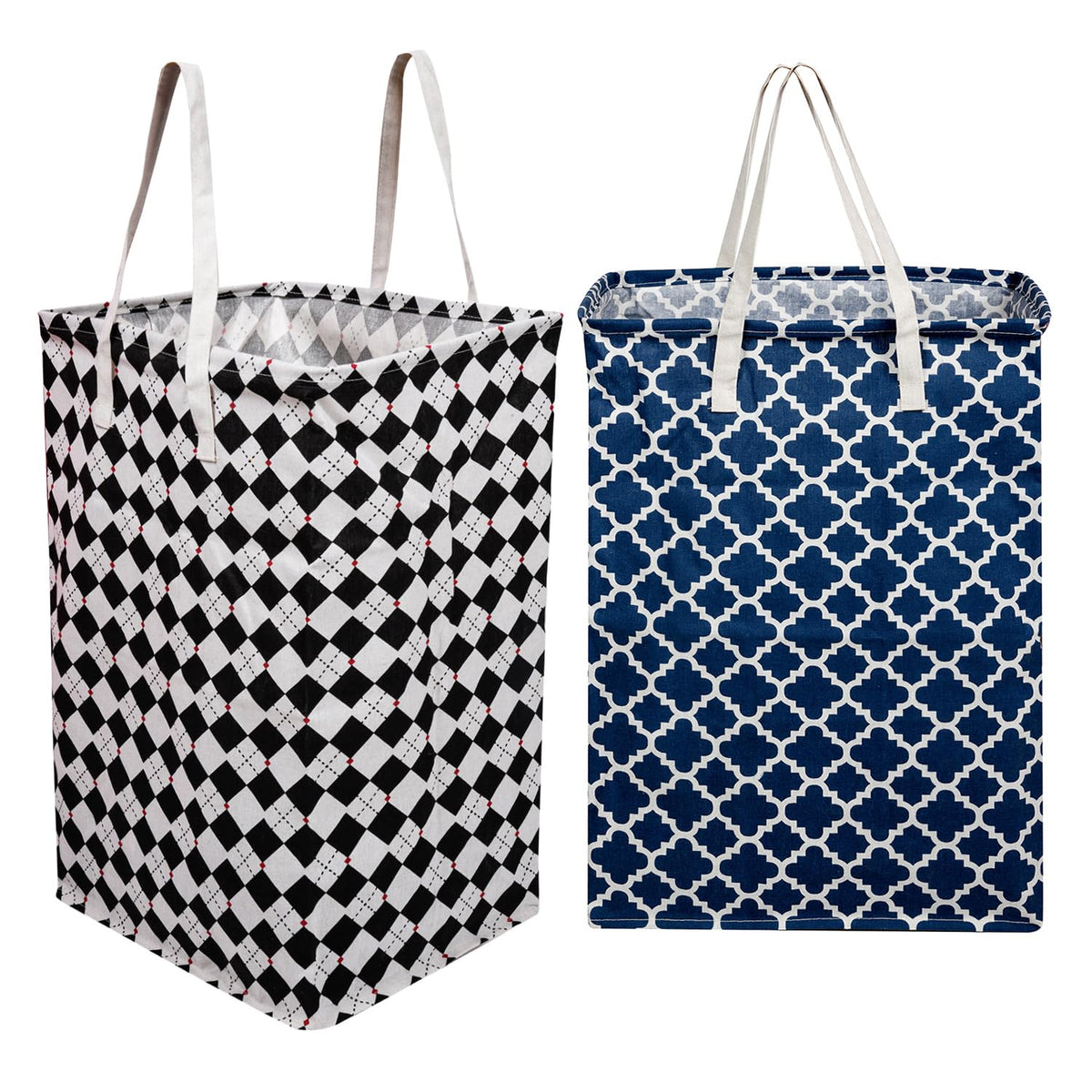 Heart Home Laundry Basket | Laundry Basket | Canvas Storage Bag with Handles | Clothes Basket for Home | Toy Storage Basket | 75 LTR | Large | Pack of 2 | Multicolor