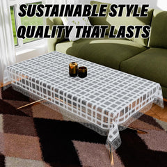 Heart Home Center Table Cover | PVC Table Cloth Cover | 4 Seater Table Cloth | Self Check Table Cover | Table Protector | Table Cover for Center Table | 40x60 Inch | CTC | White