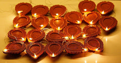 Kuber Industries Diwali Diya 2 Meter String Lights Diwali Lights for Decoration 20 Diya's Diwali Candle String Light Decorative Lights for Diwali (Brown)
