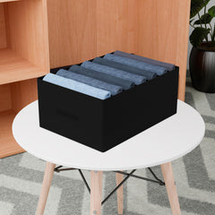 Heart Home Trouser Box | Wardrobe Organizer | Clothes Organizer | Storage Box for Pants-Shirt-Sweaters-Bra Panty-Socks | 7-Grid Closet Organizer | Plain | Medium | Black