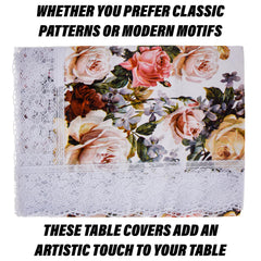 Heart Home Center Table Cover | PVC Table Cloth Cover | 4 Seater Table Cloth | Rose Table Cover | Table Protector | Table Cover for Center Table | 40x60 Inch | CTC | White