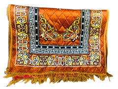 Kuber Industries Bed Side Rectangular Runner/Mattress|Soft Velvet Material & Traditional Print|Size 190 x 64 CM (Light Brown)