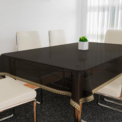 Kuber Industries Dining Table Cover | Tabletop Cover | Table Buffet Cover | Table Linen Cover | 6-Seater Table Cloth | Table Cloth Cover | Small Golden Lace | DTC | 60x90 Inch | Black Transparent