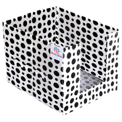 Heart Home Dot Print Non-Woven Fabric Foldable Cloth Storage Boxes Organizer for Wardrobe With Handle (Black & White)-HHEART16079