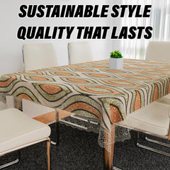 Heart Home Dining Table Cover | PVC Table Cloth Cover | 6 Seater Table Cloth | Zig Zag Gripper Table Cover | Table Protector | Table Cover for Dining Table | 60x90 Inch | DTC | Green