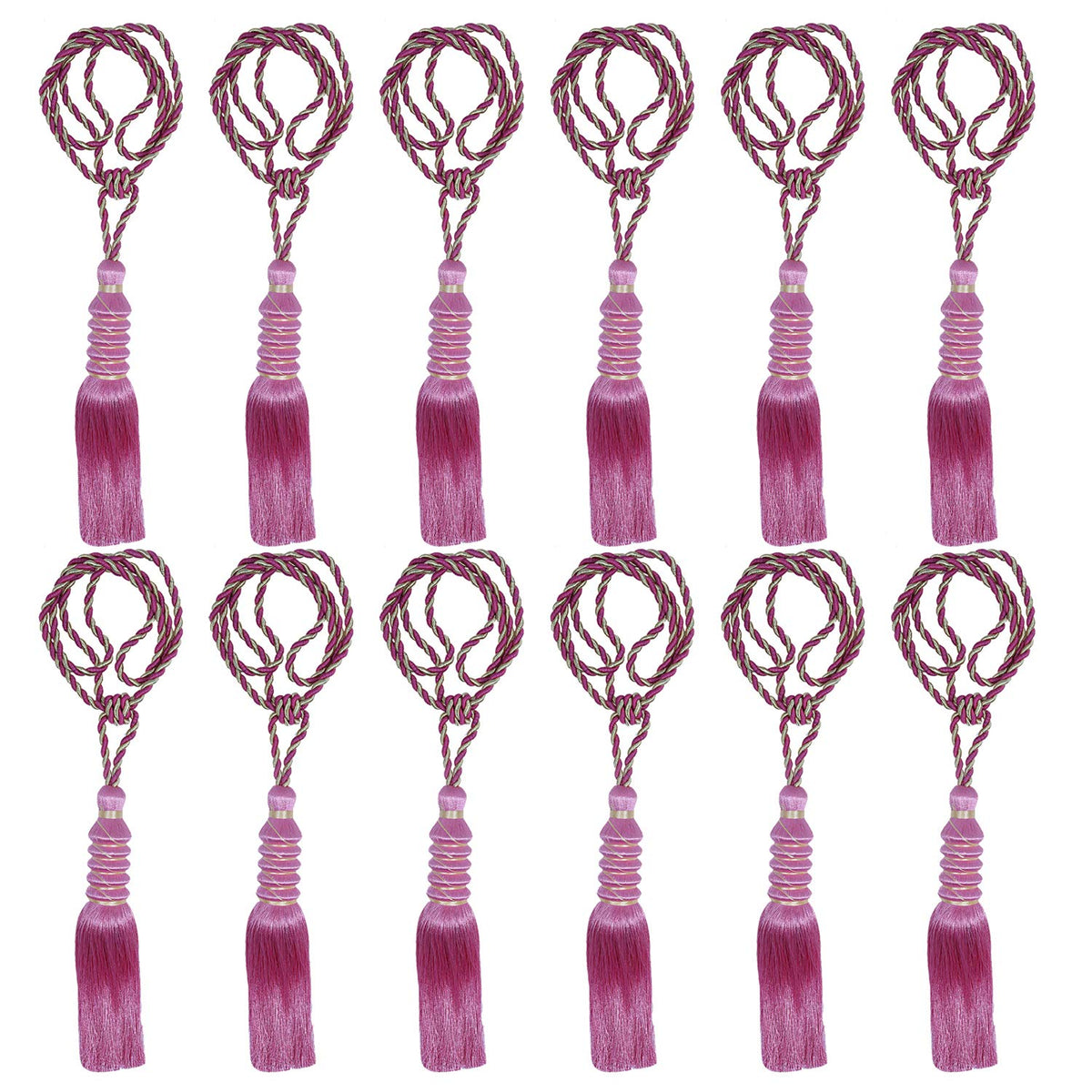 Kuber Industries Polyester 12 Pieces Curtain Tie Back Tassel Set (Pink) -CTKTC12854, Standard (CTKTC012854)