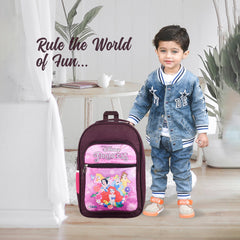 Heart Home Disney Princess School Bags | Kids School Bags | Student Bookbag | Travel Backpack | School Bag for Girls & Boys | School Bag with 4 Compartments | Wine