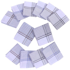 Kuber Industries Handkerchiefs | Soft Cotton | Hankies for Mans | Hankies for Boys | Lining Check | Rumal for Mans | Boys | Wicking Sweat | Set of 12 | White
