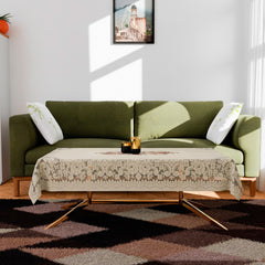 Kuber Industries Center Table Cover | Cotton Table Cloth Cover | 4-Seater Table Cloth | Glory Table Cover | Table Protector | Table Cover for Center Table | 40x60 Inch | CTC | Cream & Brown