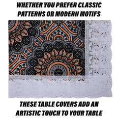 Heart Home Center Table Cover | PVC Table Cloth Cover | 4 Seater Table Cloth | Rangoli Table Cover | Table Protector | Table Cover for Center Table | 40x60 Inch | CTC | Black