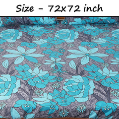 Kuber Industries Fitted Double Bedsheet|Glace Cotton Flower Print Bedsheet with 2 Pillow Covers for Living Room|Bedroom|6x6 Feet (Green)