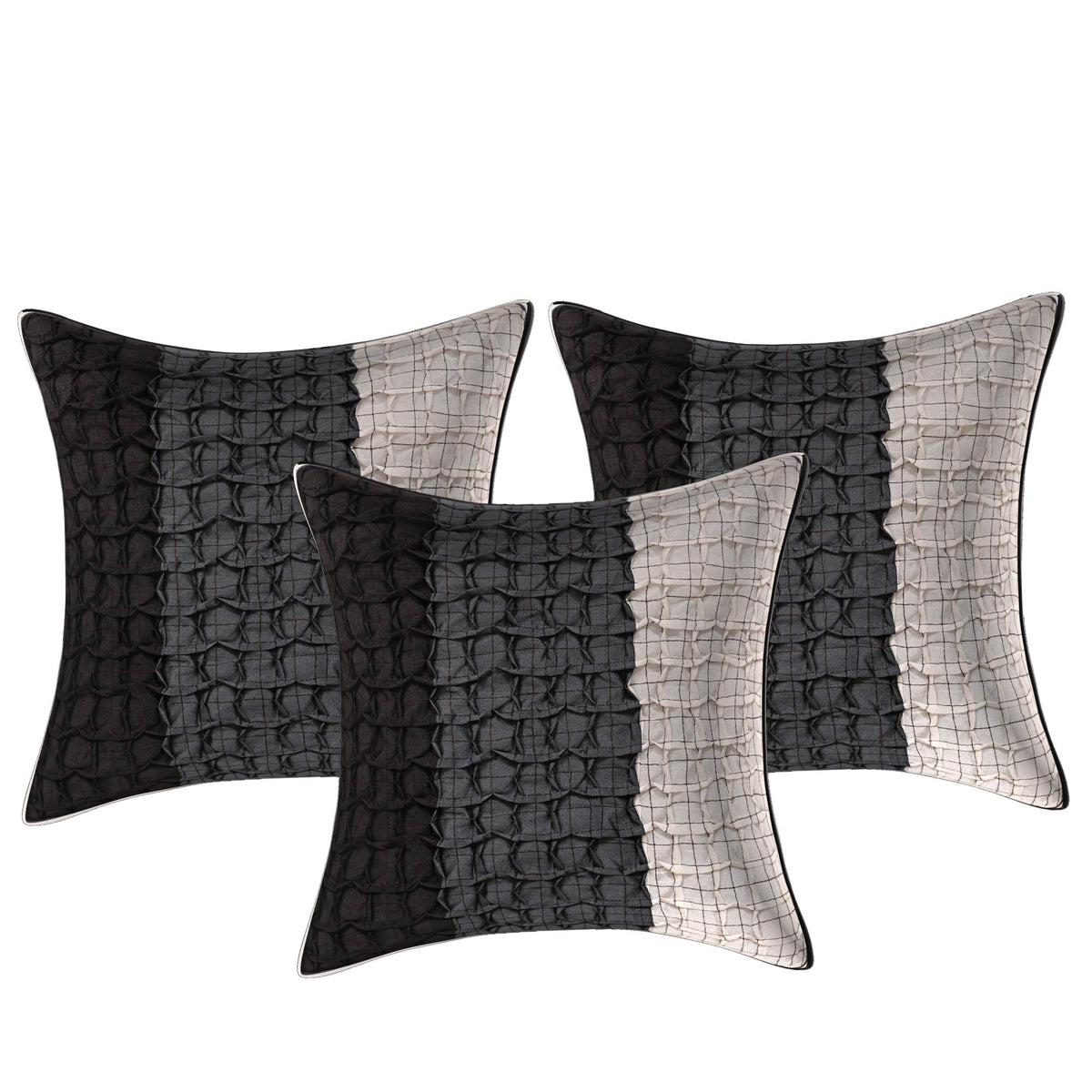 Kuber Industries Checkered 3 Piece Cotton Cushion Cover - 17"x17", Grey
