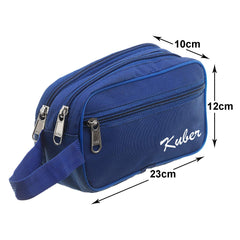 Kuber Industries Canvas Toiletry Organizer|Waterproof & Portable Travel Shaving Dopp Kit with 2 Main ComparMants and Front Zipper, Pack of 2 (Navy Blue)