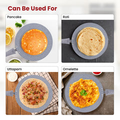 Kuber Industries Dosa Tawa Non Stick Pan with Revivted Handle | High Grade Aluminium Induction Non Stick Tawa Pan | Scratch Resistant, Gas Stove & Induction Compatiable | Black