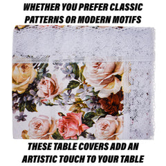 Kuber Industries Dining Table Cover | PVC Table Cloth Cover | 6 Seater Table Cloth | Rose Table Cover | Table Protector | Table Cover for Dining Table | 60x90 Inch | DTC | White