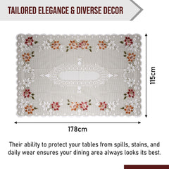 Heart Home Table Cover | Tabletop Cover | Table Cover | Table Linen Cover | Table Cloth Cover | Table Cover for Kitchen Table for Hall D�cor | Side Flower-Design | 45x70 Inch | Brown