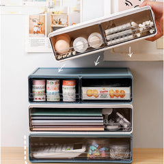 Heart Home Stackable Storage Organiser | 2 drawers Large Capacity | Transparent Front Panel | Office Desktop Organizer Box | Plastic Stackable Drawers for Home and Office | W2032-2 | White