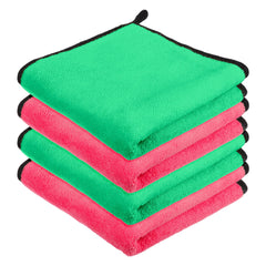 Heart Home Cleaning Towel | Reusable Cleaning Cloths for Kitchen | Duster Towel for Home Cleaning | 400 GSM Cleaning Cloth Towel with Hanging Loop | 40x40 | Pack of 4 | Multi