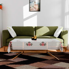 Kuber Industries Center Table Cover | PVC Table Cloth Cover | 4 Seater Table Cloth | Flower Almond Table Cover | Table Protector | Table Cover for Center Table | 40x60 Inch | Black