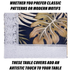 Heart Home Center Table Cover | PVC Table Cloth Cover | 4 Seater Table Cloth | Green Leaf Table Cover | Table Protector | Table Cover for Center Table | 40x60 Inch | CTC | Black