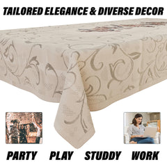 Kuber Industries Center Table Cover | Cotton Table Cloth Cover | 4-Seater Table Cloth | Rainbow Table Cover | Table Protector | Table Cover for Center Table | 40x60 Inch | CTC | Cream