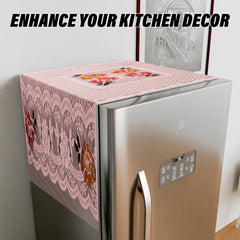 Kuber Industries Fridge Top Cover | Household Refrigerator Cover | Refrigerator Top Cover for Kitchen | Refrigerator Top Protector | Net Jhalar Fridge Top Cover | Pink
