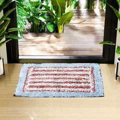 Kuber Industries Door Mat | Dust Trapper Mat | Door Entrance Mat | Anti-Skid Door Mat | Floor Mat for Home Entrance | Cotton Border Door Mat | Entryway Door Mat | Pack of 2 | Sky Blue