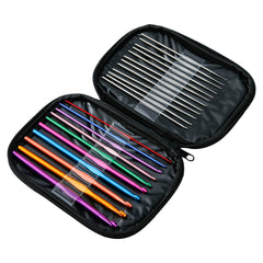 Kuber Industries Crochet Hook Needle Set With Case|Ergonomic Sewing Knitting Needle Kit-Pack of 4 (Black)