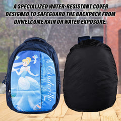 Kuber Industries Disney Cinderella School Bags | Kids School Bags | Collage Bookbag | Travel Backpack | School Bag for Girls & Boys | School Bag with 5 Compartments | Include Bag Cover | Blue