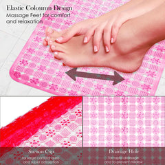 Heart Home Bath Mat | PVC Bathroom Mat | Shower Bath Mat | Transparent Round Check Floor Tub Mat | Foot Massager Mat | Anti-Skid Floor Mat | Shower Mat | Pink