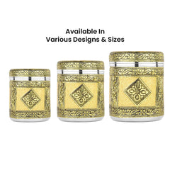 Heart Home 1600ml Rexine Crafted Stainless Steel Containers for Kitchen with Lid | Aesthetic Multipurpose Storage Canister for Kitchen Organizer | Steel Dabba/Box for home | Gold