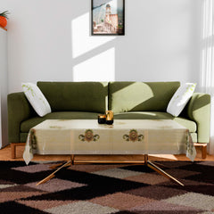 Kuber Industries Center Table Cover | PVC Table Cloth Cover | 4 Seater Table Cloth | Flower Almond Table Cover | Table Protector | Table Cover for Center Table | 40x60 Inch | Cream