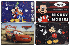 Kuber Industries Disney Team Mickey Mouse Cars 4 Pieces Anti-Slip Door Mat 23"x15" (Maroon & Black & Brown & Royal Blue) - CTKTC46094