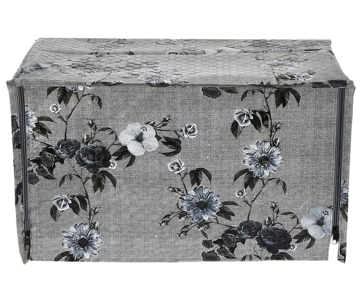 Kuber Industries PVC Flower Printed Microwave Oven Cover, Dustproof Machine Protector Cover,30 LTR. (Grey)-50KM01263