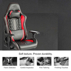 Kuber Industries Ergosmart PC Gaming Chairs with Arm Rest & Wheels | Comes with Headrest & Lumbar Support Cushions | Comfortable Chair for Long Sitting & Back Pain Relief Support | Red & Black