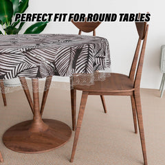 Heart Home Round Table Cover | PVC Table Cloth for Round Tables | 4 Seater Round Table Cloth | Transparent Leaf Kitchen Dining Tablecloth | Tabletop Cover | 60 Inch | Black