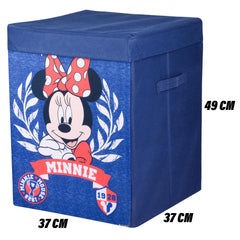 Heart Home Minnie Toy Storage Box | Laundry Basket for Toys | Folding Laundry Basket | Clothes Hamper with Lid & Handles | Storage Basket for Bathroom | 60 LTR | Navy Blue