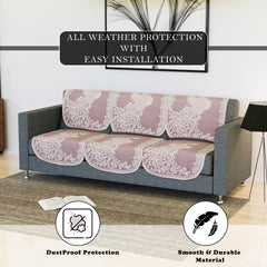 Heart Home Sofa Cover | Net Sofa Slipcover Set | Sofa Cover for Living Room | Sofa Slip Cover for Hall | 5-Seater Sofa Cover for Home Decor | Sofa Cover Set | Peacock-Design | 10 Piece | Cream