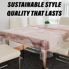 Kuber Industries Dining Table Cover | PVC Table Cloth Cover | 6 Seater Table Cloth | Marble Table Cover | Table Protector | Table Cover for Dining Table | 60x90 Inch | DTC | Brown