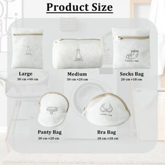 Kuber Industries 10 Piece Laundry Bags | Reusable Mesh Laundry Bags | Laundry Washing Bags for Blouse, Bra, Panty, Hosiery, Lingerie & Jeans | Clothes Storage Bag | SM-WBN004 | White | Pack of 2