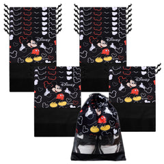 Kuber Industries Disney Mickey Shoe Cover | Travel Shoe Storage Bags | Polyester Storage Bag | Drawstring Shoe Cover | Shoe Organizer with Clear Window | Pack of 18 | Black