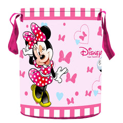Kuber Industries Disney Print Round Non Woven Fabric Foldable Laundry Basket, Toy Storage Basket, Cloth Storage Basket with Handles,45 LTR (Set of 2, Red & Pink)-KUBMART11681, standard