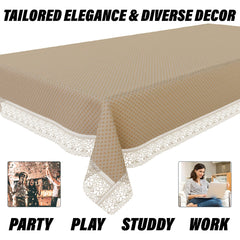 Heart Home Table Cover | Dining Table Cover | Center Table Cover | Reversable Table Cover for Kitchen Table | Dot Design Table Cover for Hall Décor | 42x70 Inch | Golden