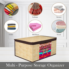 Heart Home Saree Cover | Zip Closure Saree Cover | Clothes Storage Bag | Wardrobe Organiser | Transparent Window Saree Cover | Flower-Design | 9 inch | Pack of 9 | Coffee