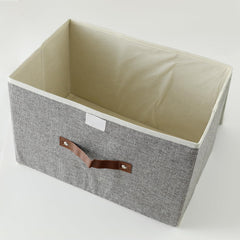 Kuber Industries Large Storage Box With Lid|Foldable Toys Storage Bin|Wardrobe Organizer For clothes|Front Handle & Sturdy Pack Of-4 (Grey)