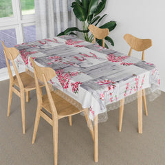 Kuber Industries Dining Table Cover | Kitchen Dining Tablecloth | 4 Seater Center Table Cover | Dining Table Cover for Hall Décor | Pink Flower Kitchen Tablecloth | 45x70 | Gray
