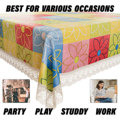 Heart Home Dining Table Cover | Kitchen Dining Tablecloth | 4 Seater Center Table Cover | Dining Table Cover for Hall Décor | Check Kitchen Tablecloth | 45x70 | Yellow