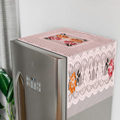 Kuber Industries Fridge Top Cover | Household Refrigerator Cover | Refrigerator Top Cover for Kitchen | Refrigerator Top Protector | Net Jhalar Fridge Top Cover | Pink